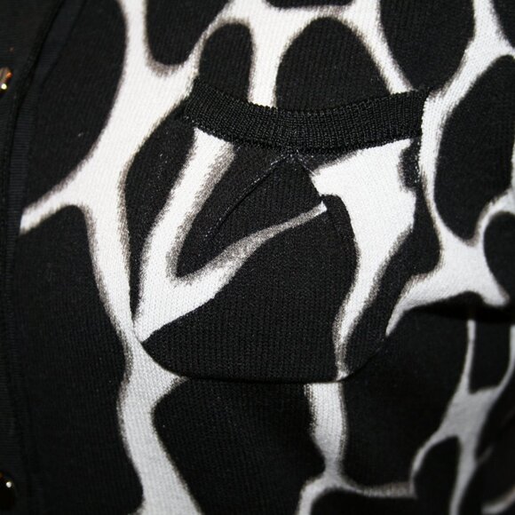 ETCETERA Black & White Nylon Knit Snap Front Sweater Small - Picture 12 of 13